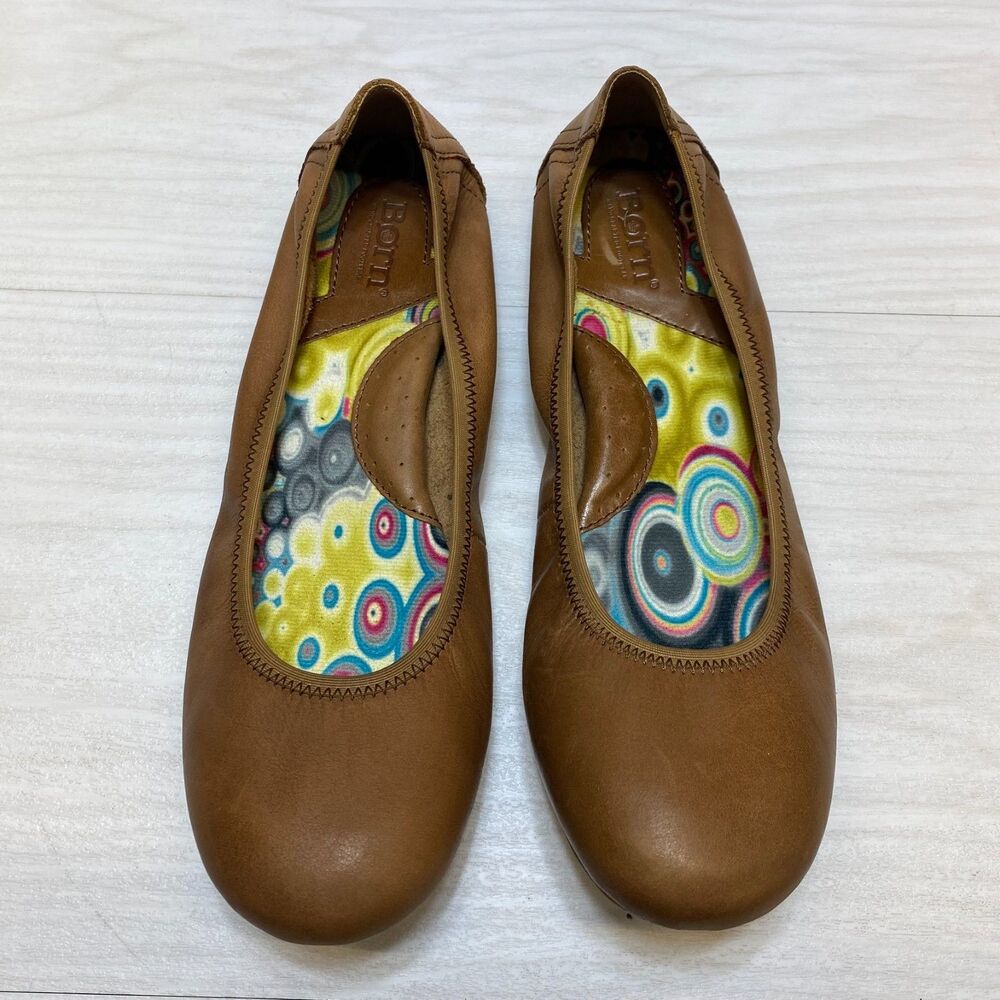 Born Julianne Ballet Flats Womens Size 9M Tan Leather Round Toe Classic Slip On - Picture 9 of 9